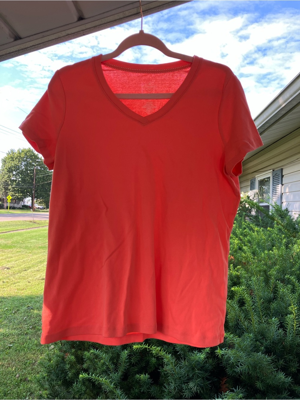 St. John's Bay Vibrant Coral V-Neck Tee